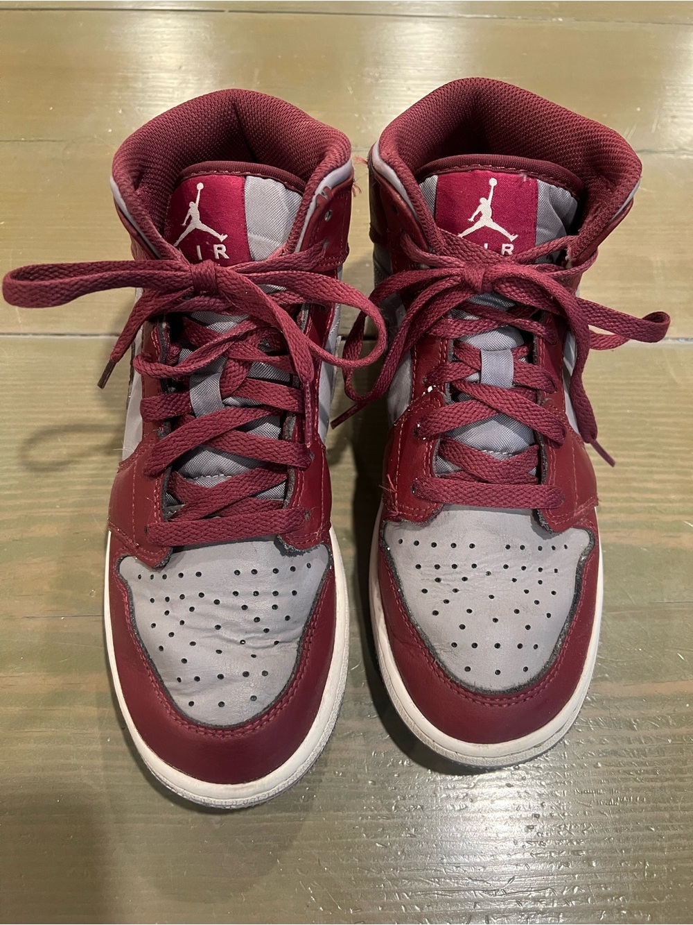 Jordan men's Burgundy and Gray High-Top Sneakers